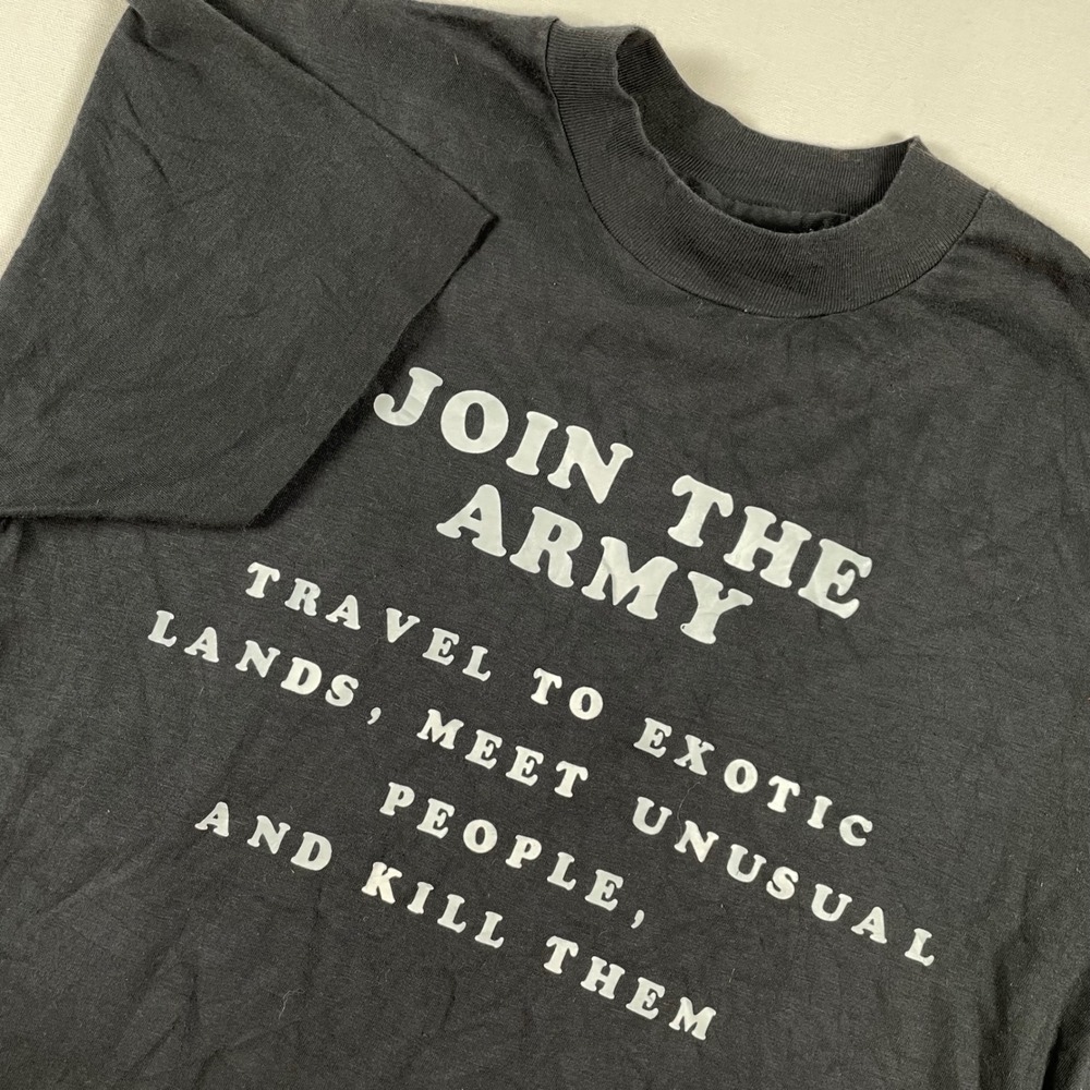 Vintage Join The Army Military 80s Travel Graphic TShirt Large Hanes Fifty Fifty